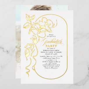 Invitation En Aluminium Floral Elegant Graduation Party Photo Gold