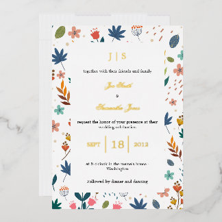 Invitation En Aluminium Floral fleur sauvage rustique