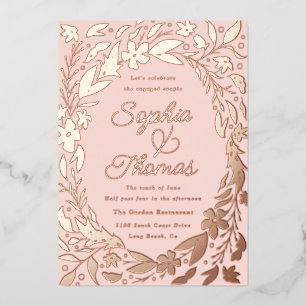 Invitation En Aluminium Floral Garden Couples engagés Douche Rose Or