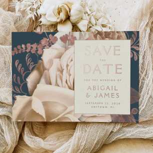 Invitation En Aluminium Floral ivoire Rose or mariage Turquoise Enregistre