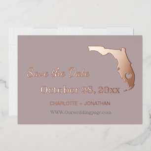 Invitation En Aluminium Floride Mariage Économisez La Date Rose Or