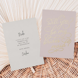 Invitation En Aluminium Flourver Script Be My Bridesmaid Foil Card