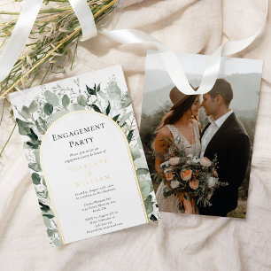Invitation En Aluminium FOIL Eucalyptus Gold Simple Photo Engagement