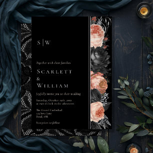 Invitation En Aluminium FOIL Gothique Vintage Noir Blush Mariage