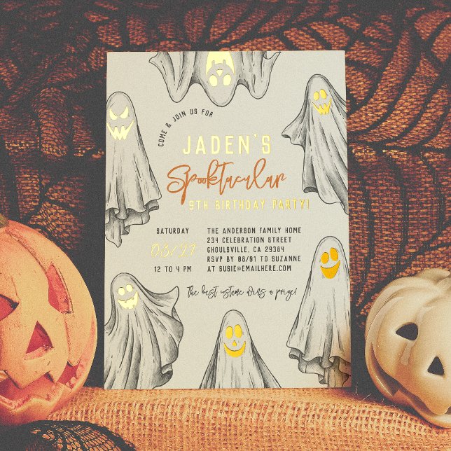 Invitation En Aluminium Foil Halloween Ghosts Spooktacular Anniversaire (Créateur téléchargé)