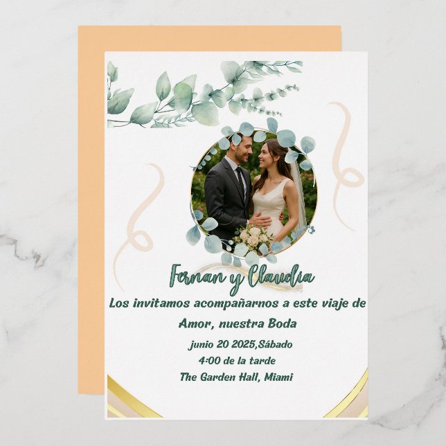 Invitation En Aluminium  Foil invitacion de ensueno Boda (Recto/Verso)