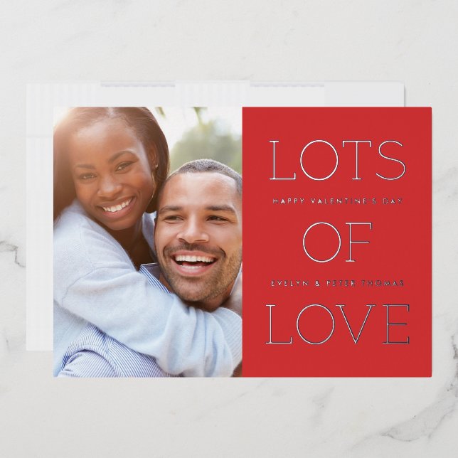 Invitation En Aluminium Foil Lots of Love Valentine's Day Card - Rouge (Enveloppe)