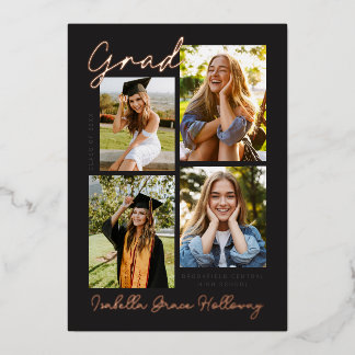 Invitation En Aluminium Foil Modern Grad Announcement Multiple Photos