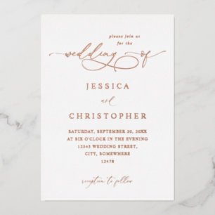 Invitation En Aluminium Foil Moderne Calligraphie 3 Mariage