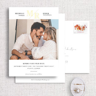 Invitation En Aluminium Foil Moderne Monogramme photo minimale Enregistrer