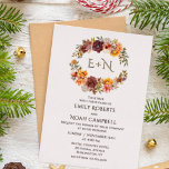 Invitation En Aluminium Foil Monogram Autumn Rustic Plum Floral Wedding<br><div class="desc">Foil Monogramme Automne Rustique Plum Orange Floral Wedding Invitations présente une magnifique couronne avec vos monogrammes de feuille personnalisés entourés de fleurs en prune, orange, terre cuite, jaune et vert sur un arrière - plan blanc cassé. Vous trouverez ci-dessous vos informations mariages personnalisées en feuille d'or pressée. Personnalisez simplement en...</div>