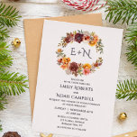 Invitation En Aluminium Foil Monogram Autumn Rustic Plum Floral Wedding<br><div class="desc">Foil Monogram Autumn Rustic Plum Orange Floral Wedding Invitations objets fonctionnels a gorgeous wreath with your custom foil monograms surrounded by flowers in plum, orange, terracotta, yellow and green on an off white background. Below is your personalized wedding information in pressed silver foil. Simply personalize by editing the text in...</div>