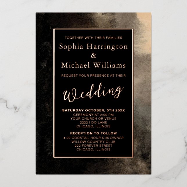 Invitation En Aluminium Foil Moody Romantique Editable Modèle sombre gothi (Recto)