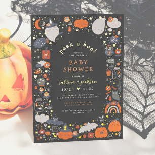 Invitation En Aluminium Foil Pressé Peek A Boo ! Baby Shower Halloween