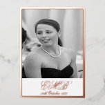 Invitation En Aluminium Foil Rose Gold 90th Birthday Elegant Photo<br><div class="desc">Un 90e anniversaire Elégant Monogramme personnel Invitation anniversaire en noir et blanc. L'âge peut être changé pour n'importe quel âge, pas seulement 90 ans. Une photo est capable d'être sur le devant et l'inverse de l'invitation personnelle. Les informations sont facilement changées en vos propres informations personnalisées avec le mot surprise...</div>
