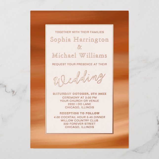 Invitation En Aluminium Foil Terracotta Boho Editable Modèle Automne (Recto)