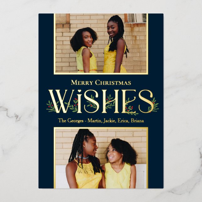 Invitation En Aluminium Foil Wives Foil Holiday Card Couleur modifiable (Recto)