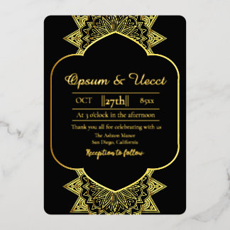 Invitation En Aluminium Fond floral élégant de mariage en or feuille d'or