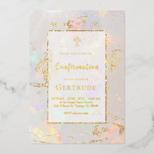 Invitation En Aluminium fond opale Confirmation