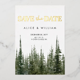 Invitation En Aluminium Forêt D'Aquarelles Pins Rustiques Économisez La Da