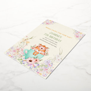 Invitation En Aluminium Forêt de renard cosy Magique Floral Anniversaire V