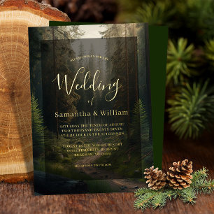 Invitation En Aluminium Forêt élégante de pins bois mariage