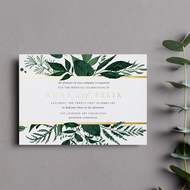 Invitation En Aluminium Forêt sauvage | Mariage botanique vert (Créateur téléchargé)
