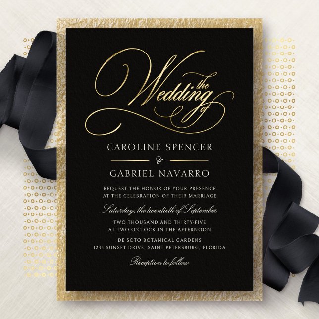 Invitation En Aluminium Formal Elegant Calligraphy Script Wedding Foil (Créateur téléchargé)