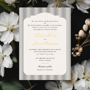 Invitation En Aluminium Formal Elegant Classic Stripes Mariage