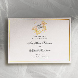 Invitation En Aluminium Formal Gold Wild Roses Crest Wedding Enregistrer l