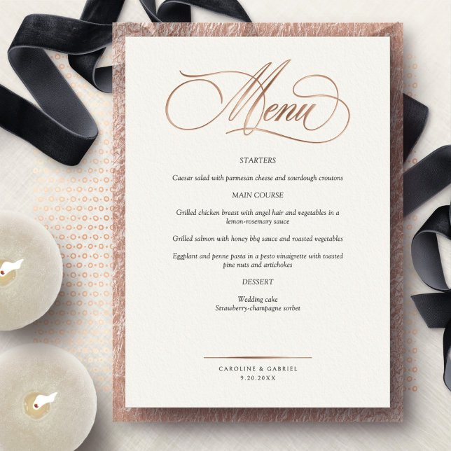 Invitation En Aluminium Formal Script Calligraphy Wedding Menu (Créateur téléchargé)