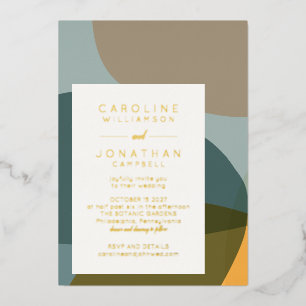 Invitation En Aluminium Forme Abstraite Moderne Salle de Mariage Chic Taup