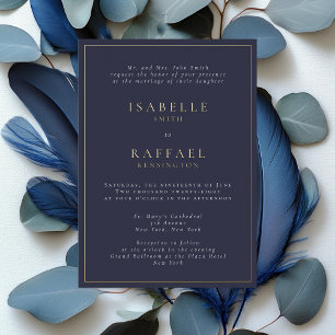 Invitation En Aluminium Formel Elegant Marine Bleu Plusieurs emplacements
