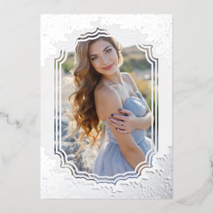 Invitation En Aluminium Frame Floral Espagnol Fancy Mis XV Años Photo