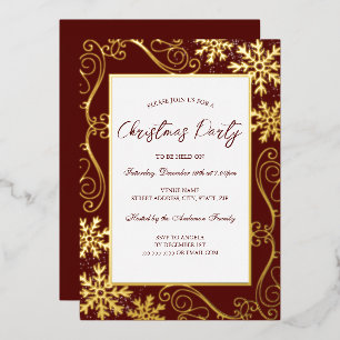 Invitation En Aluminium Frame Red Gold Fête de Noël