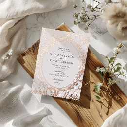 Invitation En Aluminium Français Vintage Élégant Mariage Floral