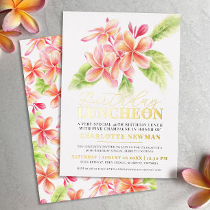 Invitation En Aluminium Frangipani fête florale déjeuner 40e anniversaire