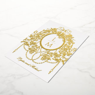 Invitation En Aluminium French Rococo Gold Foil Rose Monogram Wedding