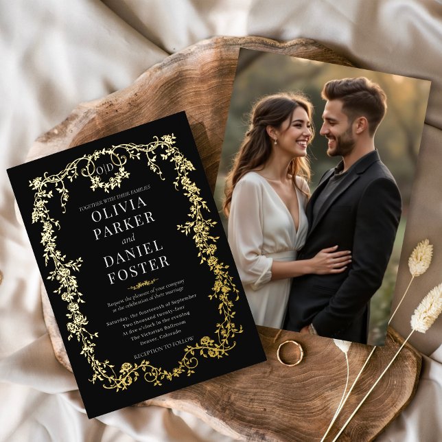 Invitation En Aluminium French Victorian Wedding Photo Gold  (Créateur téléchargé)