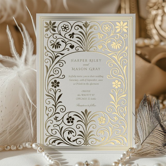 Invitation En Aluminium Frontière Rococo (Créateur téléchargé)