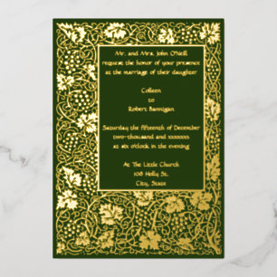 Invitation En Aluminium Frontière vintage William Morris Kelmscott Grapevi