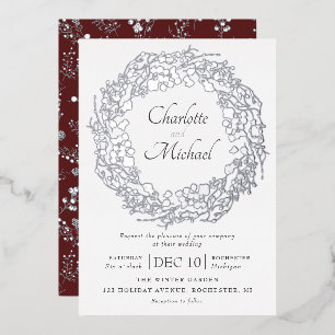 Invitation En Aluminium Fruits d'hiver en argent couronnes mariage invitat