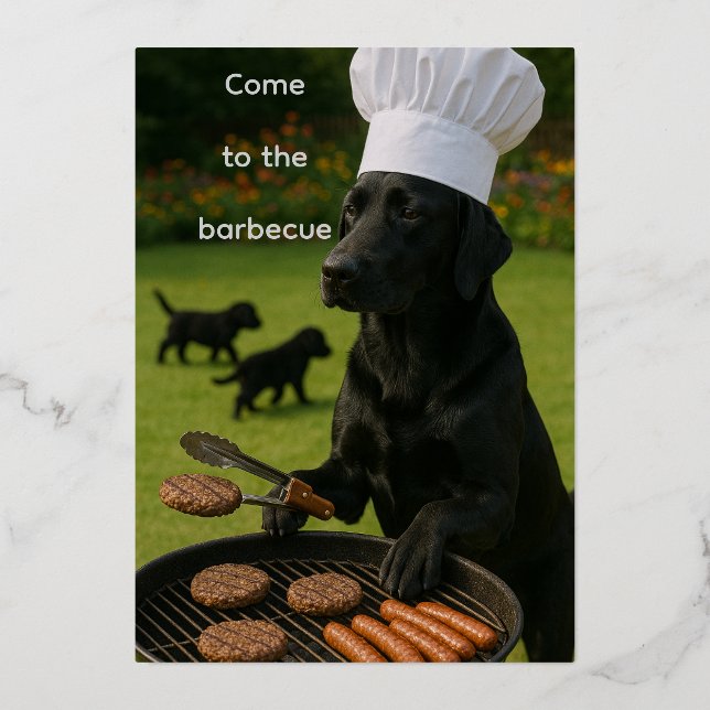 Invitation En Aluminium Funny Black Lab Barbecue  (Recto)