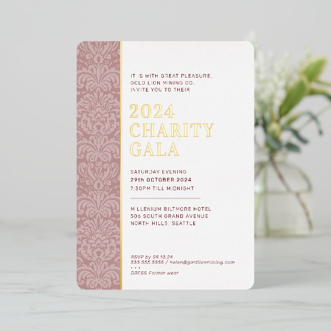 Invitation En Aluminium GALA BALL moderne élégant événement marron rouge o (Debout devant)