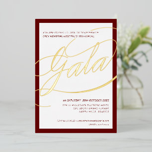Invitation En Aluminium GALÀ DE CHARITÉ chic appel à l'élégance calligraph
