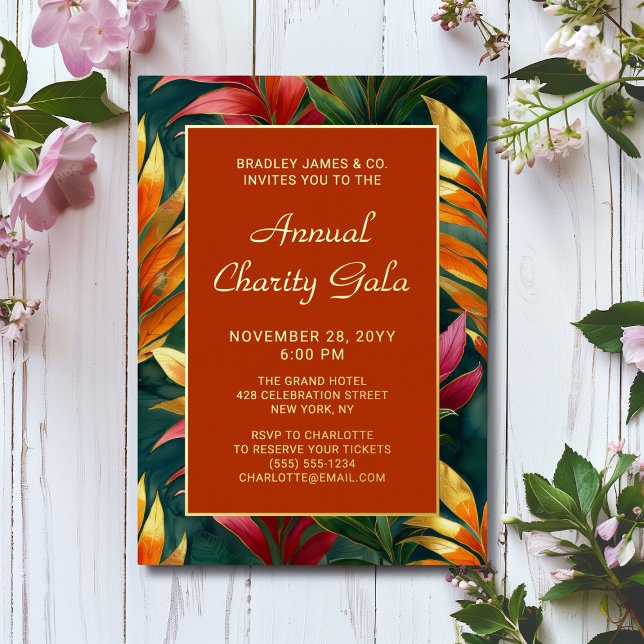 Invitation En Aluminium Gala de charité florale botanique moderne (Créateur téléchargé)