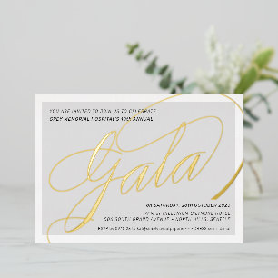 Invitation En Aluminium GALÀ DE LEVÉE DE FONDS calligraphie élégante gris