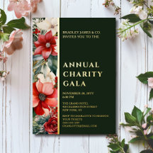 Gala de soirée de charité florale élégante avec fe