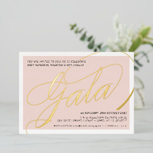 Invitation En Aluminium GALA FUNDRAISING élégant calligraphie blush rose