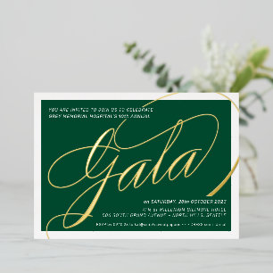 Invitation En Aluminium GALA FUNDRAISING élégante calligraphie vert foncé